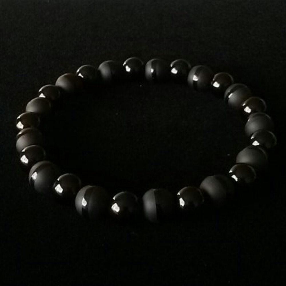 Marble Tuxedo & Black Jade Bracelet